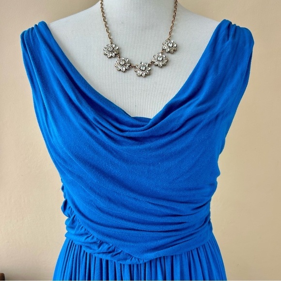 Anthropologie Deletta Pezza Dress Teal Blue Ruched Jersey Cowl Neck Size Small S - Picture 5 of 12